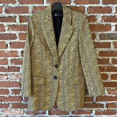 Super Cool Zara Oversized Blazer In A Black And Yellow Zebra Print. Single Breasted With Two Buttons. Front Flap Pockets (Sewn Shut). Shoulder Pads. Never Worn But Tags Removed. 97% Polyester, 3% Elastane. ***We Have Also Listed The Matching Shorts***. Size Large. Approximate Measurements: Pit To Pit: 21” Length: 31” Sleeve Length: 23.5” Casual Yellow Blazer For Work, Chic Yellow Fall Blazer, Chic Yellow Blazer For Fall, Yellow Fall Blazer, Trendy Long Sleeve Yellow Blazer, Trendy Yellow Long Sleeve Blazer, Zara Yellow Outerwear For Work, Trendy Oversized Zara Blazer, Trendy Zara Oversized Blazer