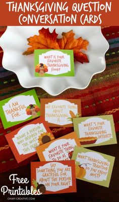 thanksgiving question conversation cards with free printables