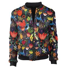 ✈ FREE SHIPPING for the second item ✈ Our bomber jacket has a women's size. Men should order one size bigger. The pattern for this unique design colorful bomber jacket was designed by Aga Głód, young artist from Academy of Fine Arts. The pattern was made by Aga by the collage method and then digitally transferred to our clothes. Unique bomber jacket - cut, printed and sewn by hand in the European Union In Poland exclusively from the highest quality European-made fabrics. ● quick delivery with tr Modern Chic Fashion, Colorful Jungle, Outfit Design, Fabric Collars, Unique Designers, Print Jacket, Hooded Sweater, Festival Outfits, Poland