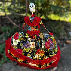 NEW! Our beautiful paper mâché Mexican Big Dress Catrina doll is lovely, dressed and ready to party! They Simply makes you smile. A must have for the Day of the Dead Collector. Hand crafted in Jalisco, Mexico. Day of the Dead is a holiday in Mexican celebrating life. It is a day of remembrance, a day to remember loved ones that have passed away. This Talavera Catrina Couple is one symbol of the "Day of the Dead" (Dia de Muertos). Due to the nature of hand crafting, each piece will vary slightly Catrina Dress, Mexico Day Of The Dead, Big Dress, Big Dresses, The Day Of The Dead, Celebrating Life, Dress Design Patterns, Beautiful Paper, A Day To Remember