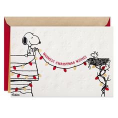 a christmas card with a cartoon character holding a bird on a string and the words, harvest christmas wishes