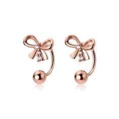 PRICES MAY VARY. Material: Except for the little cz, all other metal of these bow earrings are made of genuine 925 Sterling Silver, including earrings posts and the whole earrings. These sterling silver earrings are electroplated with genuine Rhodium/18K Gold/Rose Gold, which is Hypoallergenic, Lead-free, Nickel-free, Cadmium-free and don't turn your skin green. Size: The total length is about 1.3cm/0.5in. Its weight is about 1.5g/pair. Made of 925 sterling silver, it is lightweight and no press Trendy Rose Gold Cartilage Earrings, Rose Gold Single Hoop Earring For Party, Adjustable Rose Gold Wrap Earrings, Trendy Rose Gold Cartilage Earrings For Gift, Rose Gold Wrap Earrings, Adjustable Rose Gold Earrings For Party, Rose Gold Hoop Earrings With Ear Wire For Party, Cartilage Helix Piercing, Earrings Cartilage