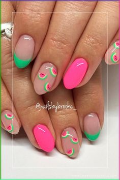 Get ready to savor the sweetness of summer with our collection of 45 refreshing watermelon nail designs! Whether you prefer short or long nails, in acrylic or gel, we've curated a variety of vibrant designs featuring the iconic fruit, complete with 3D artistry. Elevate your nail game with these delightful watermelon-inspired designs, perfect for adding a touch of whimsy to your summer look. Embrace the fruity vibes and get inspired with these charming and enchanting nail designs. 🍉💅✨ Watermelon Nail Designs, Watermelon Nail, Fruit Nail Art, Summer Gel Nails, Watermelon Nails, Simple Gel Nails, Summery Nails, Cute Gel Nails, Bright Nails