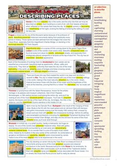 a travel guide with pictures and captions for the destinations in each country on it