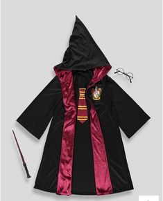 a child's harry potter robe and wand