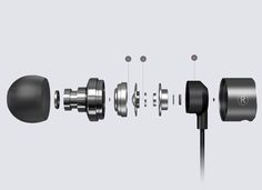 an electronic device with three different types of knobs and wires attached to the headphones