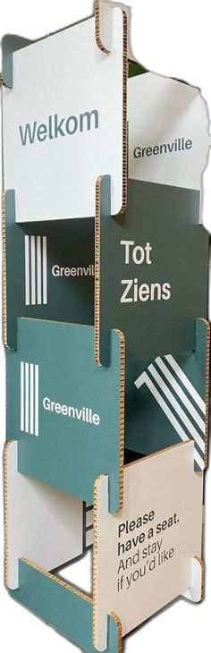 several different types of business cards stacked on top of each other with the words, welkom, tot ziens and greenvillee