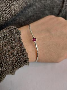 Ruby bangle bracelet, Layered bracelet,  silver bangle bracelets for women, stacking bangle, Birthstone bracelet Layered Silver Bracelets, Bangle Stacking, Ruby Bangles, Colorful Bangles, Hammered Bangles, Layered Bracelet, Bracelet Minimalist, Sterling Silver Bangle Bracelets, Birthstone Bracelet