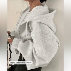 Shein Zip Hoodie Light Gray . Size Xl Never Been Worn. Sports Hoodies, Drawstring Hoodie, Inspiration Mode, Clothing Size Chart, Womens Clothing Sizes, Cardigan Coat, Casual Hoodie, Grey Fashion, Long Sleeve Knit