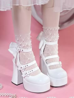 Cute White Party Heels, Cute White Heels For Party, Party Heels With Ruffles And Round Toe, Spring Ruffle Detail Round Toe Heels, Spring Party Heels With Ruffles, Painted Canvas Shoes, Pretty Heels, Pretty Shoes Sneakers, Cute Shoes Heels