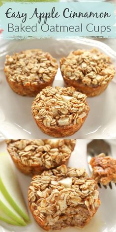 apple cinnamon baked oatmeal cups on a plate