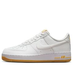 Nike Air Force 1 Low '07 'White University Gold Gum' DZ4512-100 Nike Air Force 1 White Leather, Nike Air Force 1 White Leather Sneakers, White Leather Nike Air Force 1, Nike Air Force 1 Low, Air Force 1 Low, Nike Air Force 1, Stylish Sneakers, Air Force 1, Nike Air Force