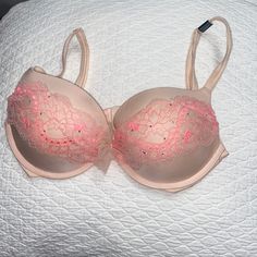 34d Dream Angels Push-Up Elegant Pink Stretch Bra, Elegant Victoria's Secret Spring Bra, Elegant Spring Push-up Bra, Elegant Spring Stretch Bra, Victoria Secret Scents, Bling Bra, Pink Bras, Garter Skirt, Dr Wardrobe