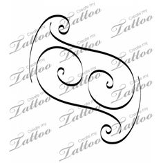 a tattoo design with the letter s on it's left side, and an intricate swirl