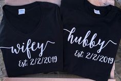 Anniversary Shirt Ideas, Husband And Wife Shirts, Couples Pajamas, Anniversary Shirts, Wife Shirts, Disney Honeymoon