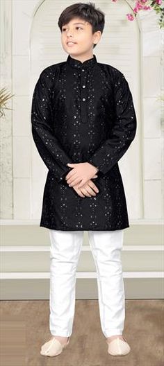 Black and Grey color Boys Kurta Pyjama in Cotton fabric with Embroidered, Sequence, Thread work Boy Kurta Design, Boys Night Dress, Kurta For Boys, Long Skirt Top Designs, Long Skirt And Top, Boys Kurta Design, Kurta Men