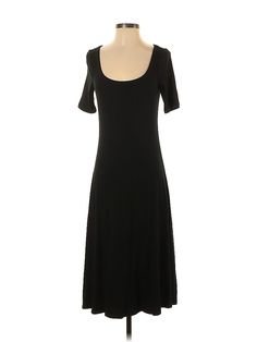 Gap Casual Dress Size: X-Small Black Dresses - used. 93% RAYON, 7% SPANDEX, Midi, Scoop Neck, Solid, Midi/Calf Length, Short Sleeve | Gap Casual Dress: Black Solid Dresses - Size X-Small Black Fitted Scoop Neck Midi Dress, Black Fitted Midi Dress With Scoop Neck, Fitted Scoop Neck Maxi Dress For Spring, Spring Fitted Maxi Dress With Scoop Neck, Elegant Black Midi Dress With Scoop Neck, Elegant Short Sleeve Midi Dress By Gap, Casual Scoop Neck Midi Dress, Casual Long Midi Dress For Evening, Casual Solid Midi Dress With Scoop Neck