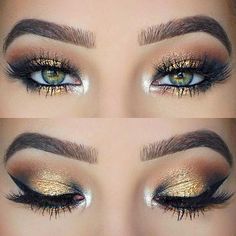 Steampunk Eye, Basic Wedding, Gold Eye Makeup Tutorial, Makeup Cantik, Make Up Gold, Eyebrow Shapes, Maybelline Color Tattoo