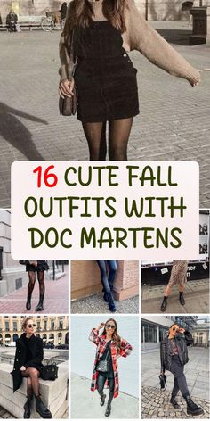 Step into fall fashion with these adorable outfits featuring Doc Martens boots! From casual to dressy, discover 16 stylish looks perfect for the season. Dresses With Docs Dr Martens, Casual Dress With Doc Martens, Black Tights And Doc Martens, Doc Martens And Flannel Outfit, Doc Martens Outfit Fall Dress, Doc Martens Outfit Skirt Tights, Doc Martens Dress Outfits Winter, 90s Outfit Doc Martens, Dressed Up Doc Martens Outfit