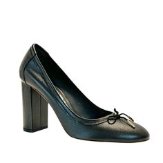 Black Soft Leather Round Toe Pumps Featuring Bow At Vamp And Block Heels, Includes Box And Dust Bag, Excellent Condition. 80010- Grey Block Heels, Black Patent Shoes, Size 11 Women Shoes, Black Heels Low, Low Heel Pumps, Black Leather Pumps, Round Toe Pumps, Black Suede Pumps, Black Pumps Heels