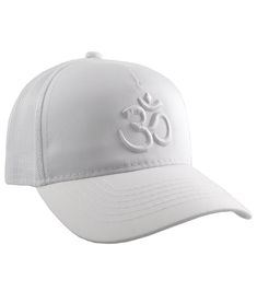 The Om symbol design embroidered in 3D puff raised white embroidery on an adjustable snap-back structured trucker style ponytail cap. A great yoga theme gift idea. Truly a one of a kind fashion statement you can wear or share on all occasions. Trucker classic style adjustable ponytail cap Cotton and polyester polycotton front panels and visor in white Nylon mesh back in white Five-panel full fit structured cap 6 rows of stitching on visor Ponytail opening between 2 back sections One size fits mo Yoga Om Symbol, The Om Symbol, Style Ponytail, Yoga Om, Yoga Themes, Ponytail Cap, Ponytail Baseball Cap, Om Symbol, White Caps