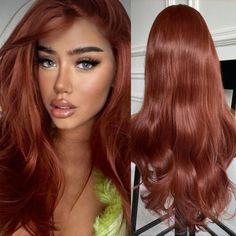 TAVIMART - Long Curly Wavy Synthetic Lace Front Wig Copper Red Blonde Colored Hair 13X4 Frontal Natural Wave Wigs for Women Party Cosplay ❤❤❤ Heat Resistant 130-160°C (266-320°F) It Should Never To Be Dyed Or Bleached. You Can Use A Heating Tool To Curl Or Straighten It. ➊ 13X4 Large Parting Space (hand made) ➋ Medium Cap Size (21.5"-22.5"); Other Cap Size Can be Customized. ➌ 18-24 Inch Available ➍ 150% Density ➎ Light Brown Lace Color, Very Natural and Match to Skin. ➏ Natural Hairline ➐ Circumference 22.5 Inches Stretched Medium Cap (Average Cap Size) with Adjustable Straps and 3 Combs. Blonde Colored Hair, Red Blonde, Red To Blonde, Red Wigs, Natural Waves, Copper Red, Colored Hair, Synthetic Lace Front Wigs, Women Party