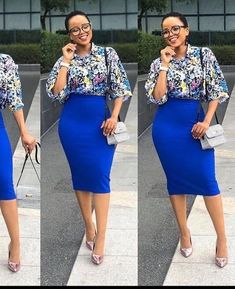 African Print Office Wear Work Outfits, Chic Blue Office Wear Skirt, Chiffon Corporate Gowns For Office, Elegant Workwear Dresses, Pencil Skirt Style, Serwaa Amihere Corporate Dresses, Baby African Clothes, Fashion Work Outfit, Career Outfits