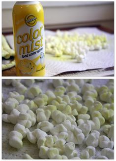 there are two pictures one is yellow and the other has white marshmallows