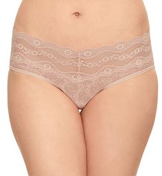 Feel lavish in lace in this sheer panty. Features all-over sheer, soft floral stretch lace. Made from nylon. Scalloped lace along waistband. Sewn-in elastic along leg openings for a custom fit. 4-way stretch for comfort. Mid rise. Sheer, moderate rear coverage. Sewn-in crotch. b.tempt'd by Wacoal Women's Lace Kiss Hipster Panty in Rose Smoke (978282) | Size XL | HerRoom.com Stretch Lace Bottoms With Scalloped Lace, Sheer Lace Brief Bottoms, Sheer Lace Briefs, Elegant Stretch Bottoms With Scalloped Lace, Lace Made, Soft Floral, Scalloped Lace, Stretch Lace, Women Lace