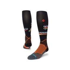 Celebrate Pride Month with the San Francisco Giants by grabbing these exciting Stance Diamond Pro Over the Calf Socks. Their seamless toe closure and ankle cushioning provide the perfect fit and their moisture-wicking fibers work to keep you comfortable all day long. With a fun design and woven San Francisco Giants graphics, these Pride socks ensure you're repping your team from head to toe.Celebrate Pride Month with the San Francisco Giants by grabbing these exciting Stance Diamond Pro Over the Black Knee-high Sports Socks, Fitted Black Sports Socks, Black Training Socks With Arch Support, Black Sports Socks, Pride Socks, Over The Calf Socks, Calf Socks, Pride Month, San Francisco Giants