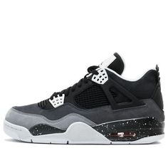 The Nike Air Jordan 4 Retro 'Fear' is a must-have sneaker for any Jordan fan. The sneaker features a black, Pure Platinum, and Cool Grey upper with white accents. The design also includes a black speckled midsole, red Nike Air unit, and a white outsole. Released in August 2013, the sneaker dropped alongside Jordan 3 and Jordan 5 'Fear' colorways. The Nike Air Jordan 4 Retro 'Fear' is a versatile sneaker that can be worn on any occasion. Whether you're hitting the court or hitting the streets, the Nike Air Jordan 4 Retro 'Fear' is a great choice. (AJ4/SNKR/Oreo/Men's/Low Top/Basketball/Wear-resistant/Shock-absorbing) Retro 4 Oreo, Nike Air Jordan 4 Retro, Crocs Boots, Nike Air Jordan 4, Jordan Retro 4, Jordan Shoes Retro, Black Pure, Shoes Retro, Retro 4