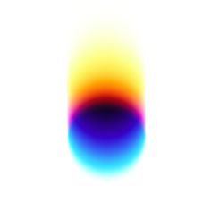 a blurry image of an orange, blue and yellow object on a white background