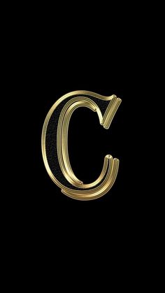 the letter c in gold on a black background