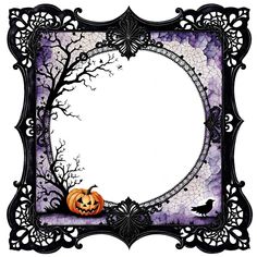 a halloween frame with a pumpkin on it