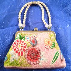 Lily Scott Bags "Flower Bag" Beaded Bag With Faux Pearl & Crystal Strap, Light Pink Satin Lining. Original Price Tag (Faded) Still In Bag. Excellent Like New Condition. Elegant Multicolor Beaded Bag, Multicolor Rectangular Bag With Pearl Handle, Pink Beaded Formal Bags, Formal Pink Beaded Bags, Elegant Pink Beaded Shoulder Bag, Pink Beaded Clutch Shoulder Bag, Pink Beaded Evening Bag For Formal Occasions, Elegant Pink Beaded Bag, Formal Pink Beaded Evening Bag