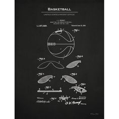 a black and white drawing of a basketball ball with the words basketball written on it