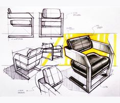 a drawing of some chairs and couches