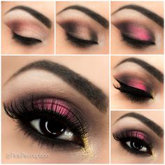 Pink Smoky Eye, Rosa Make-up, Smoky Eye Makeup Tutorial, Maquillage Yeux Cut Crease, Pink Smokey Eye, Make Up Inspiration, Eye Makeup Steps, Makeup Step By Step, Makijaż Smokey Eye