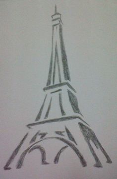 a drawing of the eiffel tower is shown in this image, it appears to be penciled