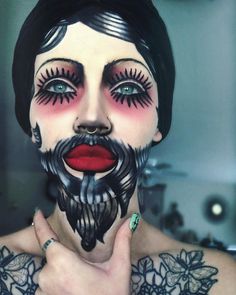 Bearded Lady Costume, Nico Minoru, Transformation Makeup, Circus Makeup, Makeup Clown, Meme Costume, Halloween Make-up Looks, Diy Beard