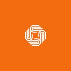 the letter u is made up of lines and letters in white on an orange background