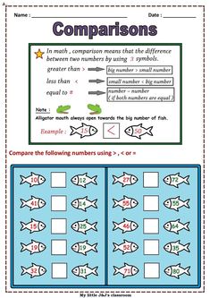 the worksheet for comparing numbers with different types of fish and numbers on them