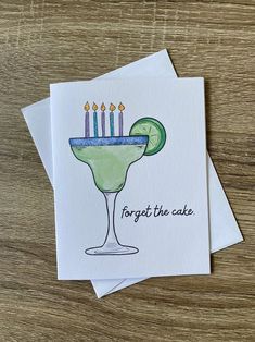 Forget the Cake Margarita Card Margarita Birthday Card Cocktail Birthday Card Birthday Cake Card - Etsy Canada Painting For A Friend Ideas, Homemade Birthday Card For Friend, Watercolor Bday Card Ideas, Homemade Birthday Cards Watercolor, Funny 21st Birthday Cards, Homemade 21st Birthday Cards, 21st Birthday Cards Diy, Cute Watercolor Birthday Cards