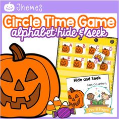 a halloween themed game with pumpkins and words