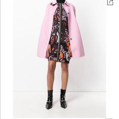 Pink Versace Cape Coat. Gorgeous Unique Piece!!! Pink Versace, Purple Trench Coat, Versace Coat, Pink Cape, Versace Pink, Twisted Dress, Versace Couture, Vintage Versace, Tailored Coat