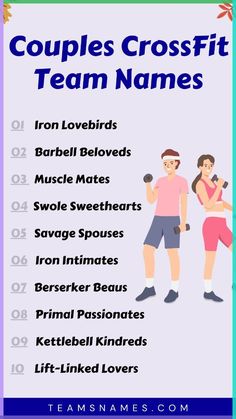 a couple crossfit team names poster with the text couples crossfit team names