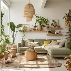 a living room filled with lots of plants