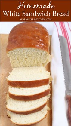 a loaf of homemade white bread cut into slices