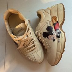 Gucci X Mickey Mouse Sneaker Size 6, Will Come With Box And 2 Spare Laces. Gucci Mickey Mouse, Shoes Gucci, Gucci Shoes, Womens Shoes Sneakers, Limited Time, Shoes Sneakers, Size 6, Gucci, Women Shoes