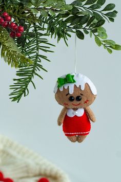 a christmas ornament hanging from a tree